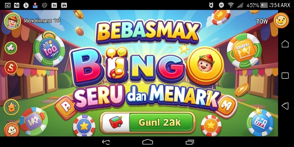 Screenshot utama BEBASMAX yang menunjukkan gameplay Bingo yang seru.