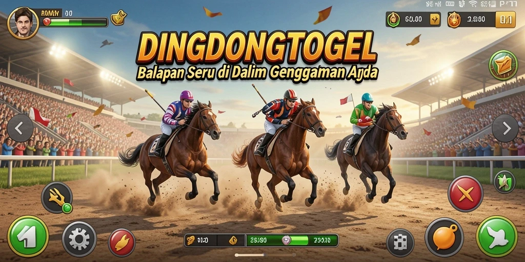 Screenshot DINGDONGTOGEL menampilkan aksi balapan yang menegangkan di trek yang berwarna-warni.