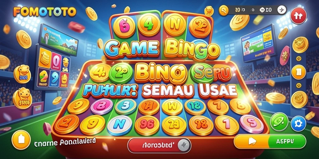 Screenshot utama FOMOTOTO menampilkan antarmuka permainan Bingo yang menarik.