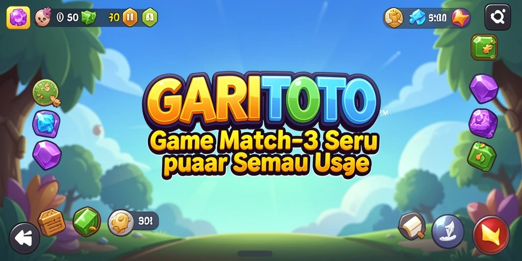 Tampak permainan GARITOTO dengan balok Match-3 yang berwarna-warni.