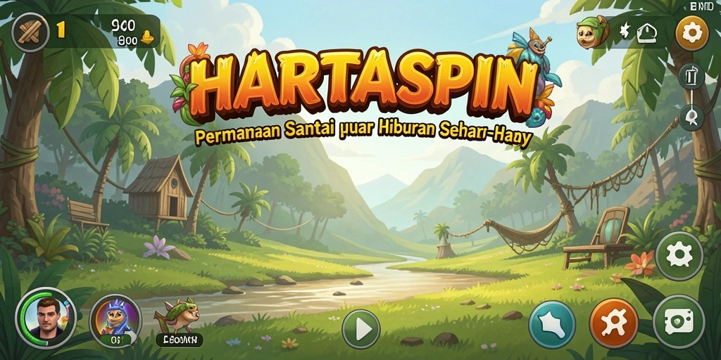 Tampilan gameplay HARTASPIN yang ceria dan menghibur.
