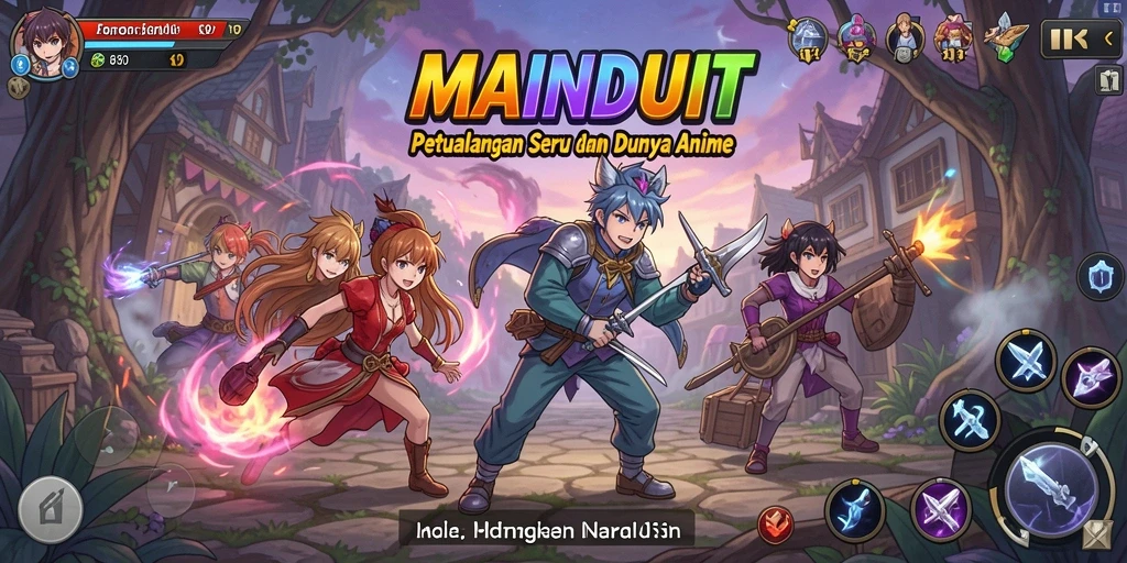 Tampilan gameplay MAINDUIT dengan karakter anime yang menawan.