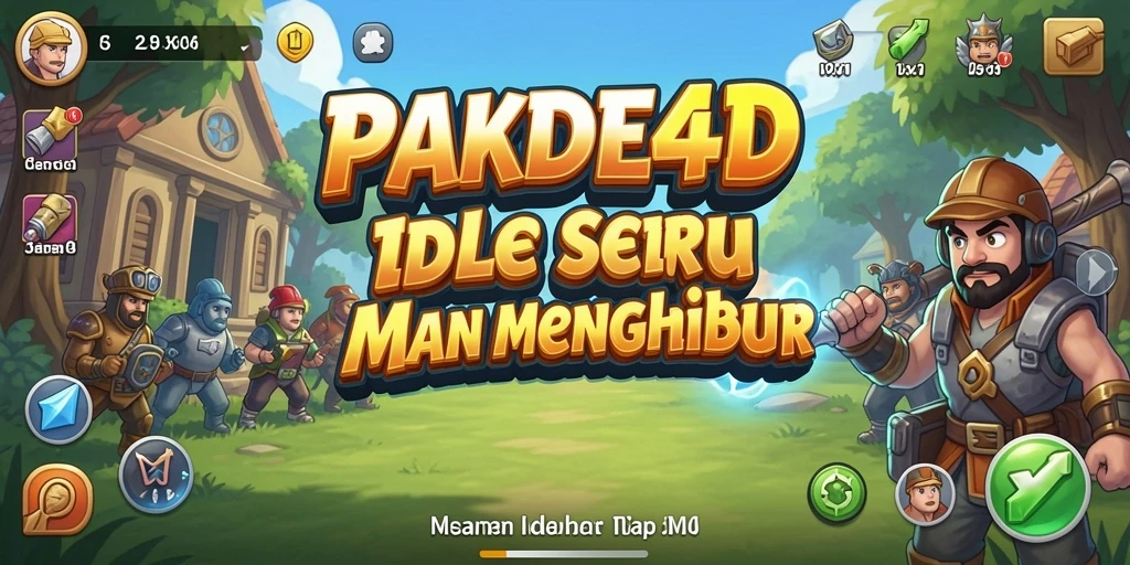 Tampilan gameplay PAKDE4D dengan karakter yang aktif dan sumber daya yang berkembang.