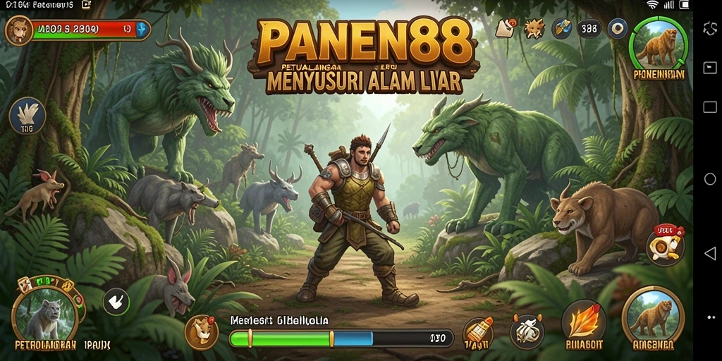 Screenshot gameplay menunjukkan petualangan seru di hutan.