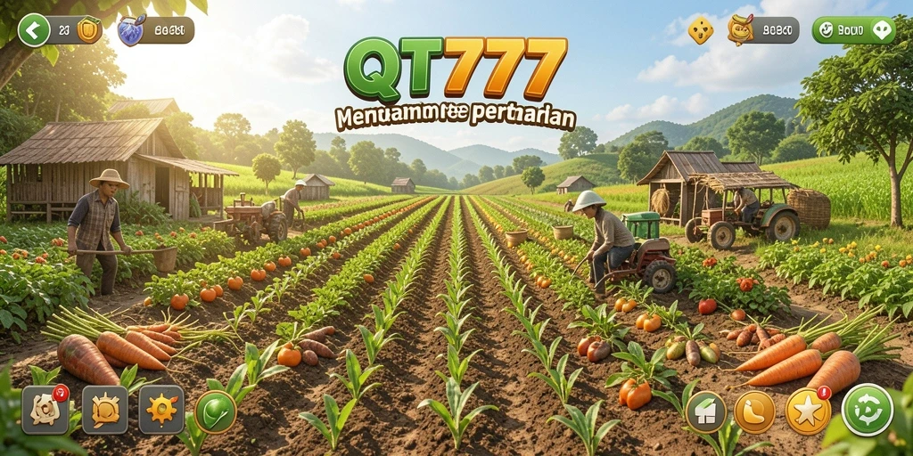 Tampilan gameplay QT777 yang seru dengan aktivitas bertani.