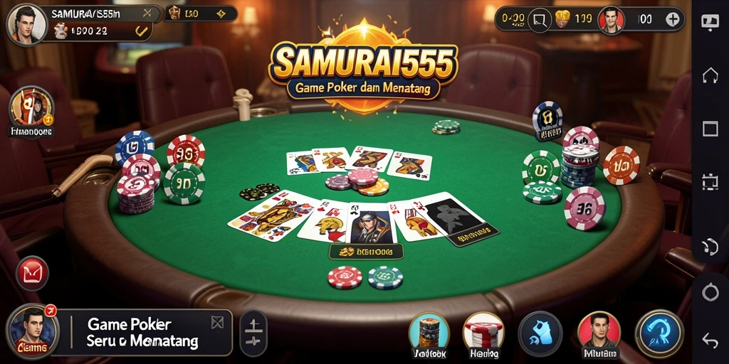 Tampilan screenshot utama SAMURAI555 menampilkan aksi mendebarkan Poker.