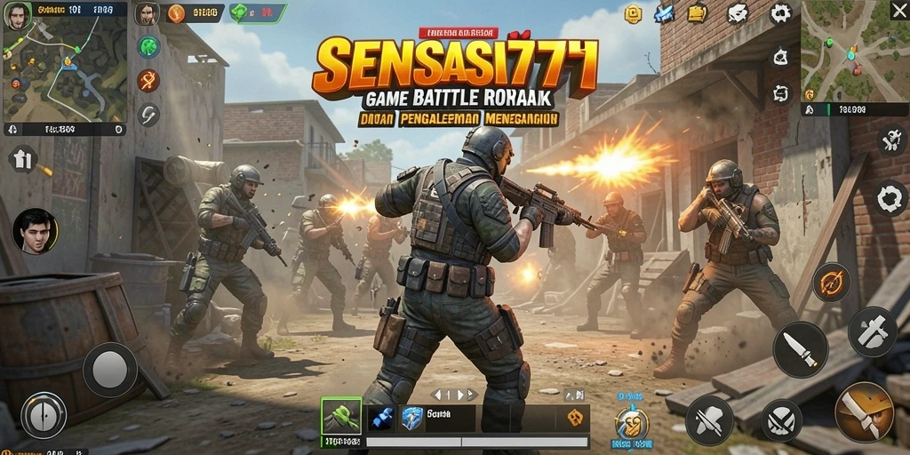 Tampilan aksi seru dalam gameplay Battle Royale SENSASI777.