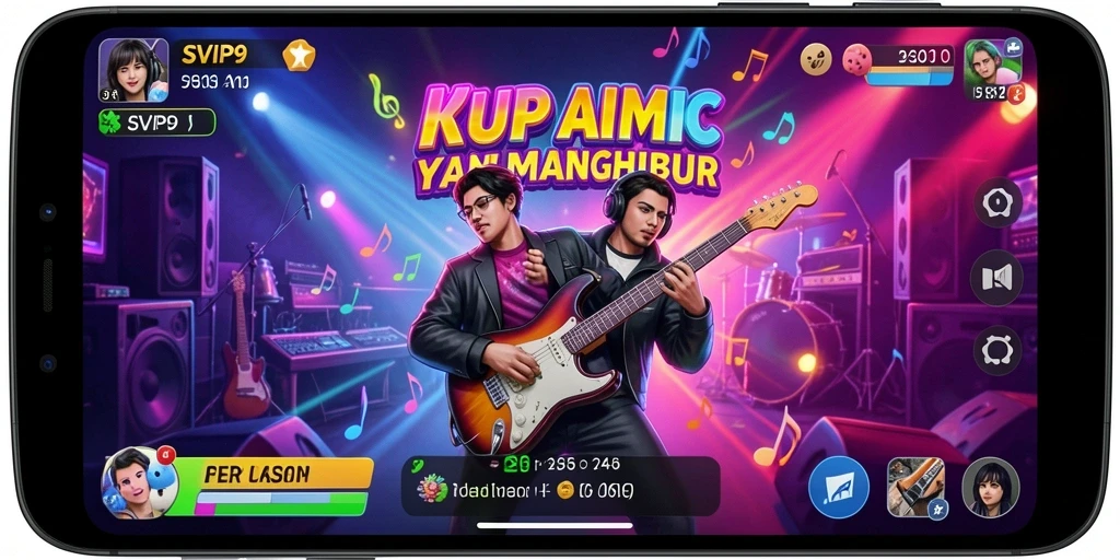 Tampilan gameplay SVIP9 dengan alat musik virtual yang menarik.