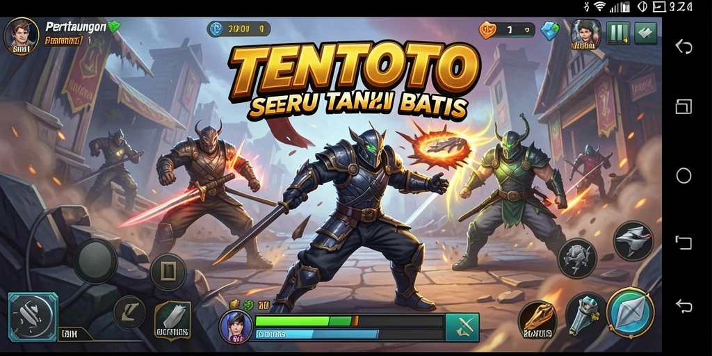Tampilan gameplay TENTOTO saat sedang bertarung di arena.