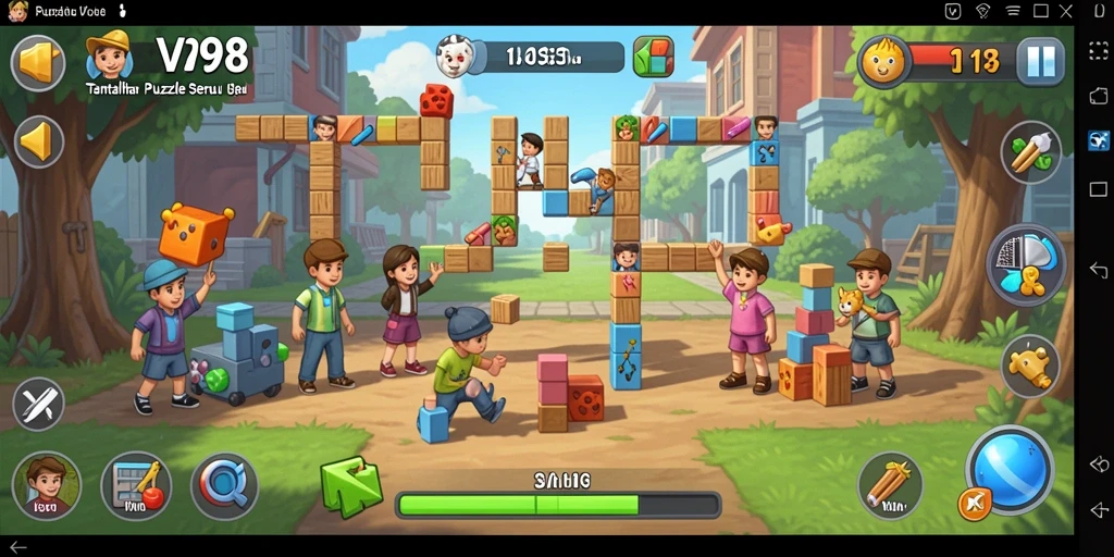 Screenshot utama V98 menampilkan gameplay puzzle yang menarik dan menantang.