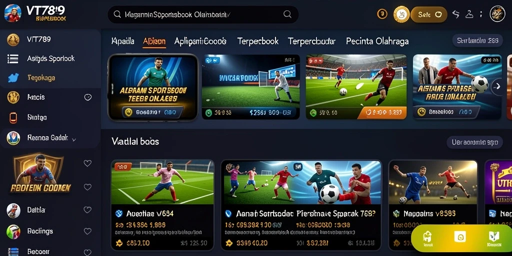Screenshot utama VT789 menunjukkan tampilan antarmuka sportsbook yang menarik.
